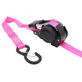 Retractable Ratchet Straps with Safety Clips 25mm Wide 3.6m Long PINK (RW106)
