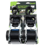Retractable Ratchet Straps with Safety Clips 50mm Wide 3m Long Black (RW116)