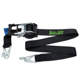 Pair of Black Retractable Ratchet Straps with Swan Hooks 50mm Wide 3m Long (RW216)