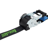 Pair of Black Retractable Ratchet Straps with Swan Hooks 50mm Wide 3m Long (RW216)