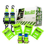 Wheel Chock Kit with Tie Down Straps 1.8m & 50mm Retractable Ratchet (RW55)
