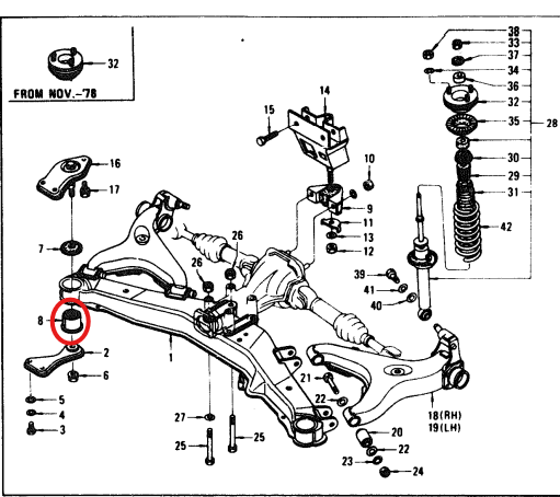 Datsun 200B Genuine Rear Crossmember Mount Bush