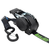 Retractable Ratchet Straps with Safety Clips 25mm Wide 3.6m Long BLACK (RW106)
