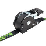 Retractable Ratchet Straps with Safety Clips 25mm Wide 3.6m Long BLACK (RW106)