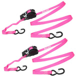 Retractable Ratchet Straps with Safety Clips 25mm Wide 3.6m Long PINK (RW106)