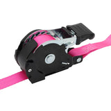Retractable Ratchet Straps with Safety Clips 25mm Wide 3.6m Long PINK (RW106)