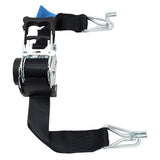 Pair of Black Retractable Ratchet Straps with Swan Hooks 50mm Wide 3m Long (RW216)