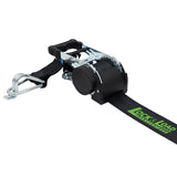 Pair of Black Retractable Ratchet Straps with Swan Hooks 50mm Wide 3m Long (RW216)