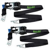 Pair of Black Retractable Ratchet Straps with Swan Hooks 50mm Wide 3m Long (RW216)