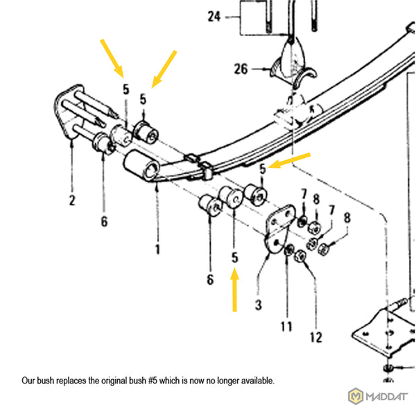 Datsun 1200/B110 Sedan/Coupe Leaf Spring Front Chassis Suspension Bush