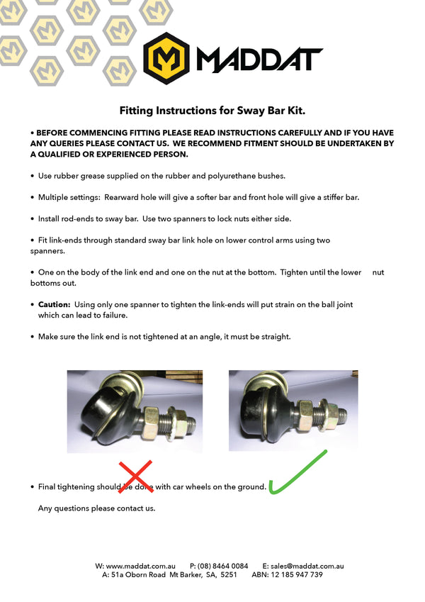 Datsun Stanza/PA10 Adjustable Conversion Sway Bar