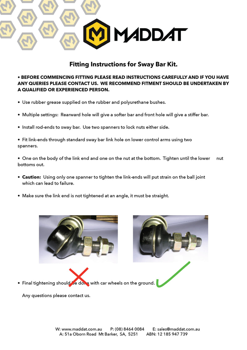 Datsun 1600/510 Adjustable Conversion Sway Bar