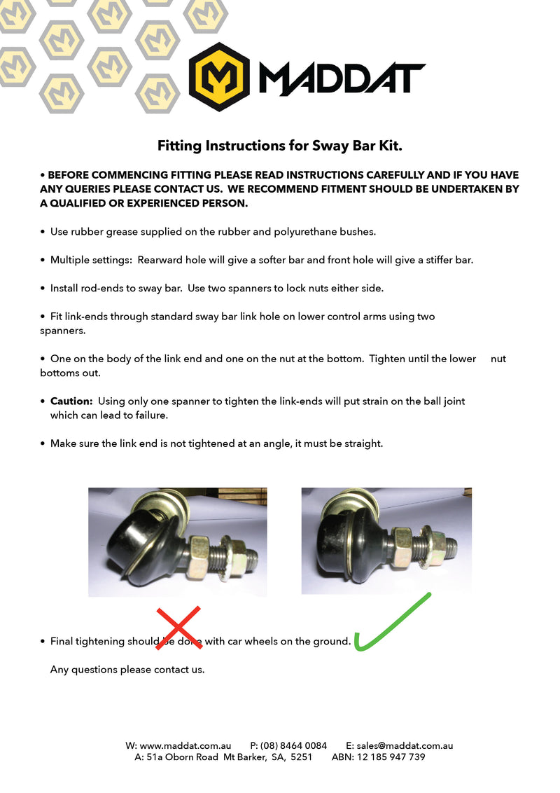 Datsun Sunny/B310 Adjustable Conversion Sway Bar